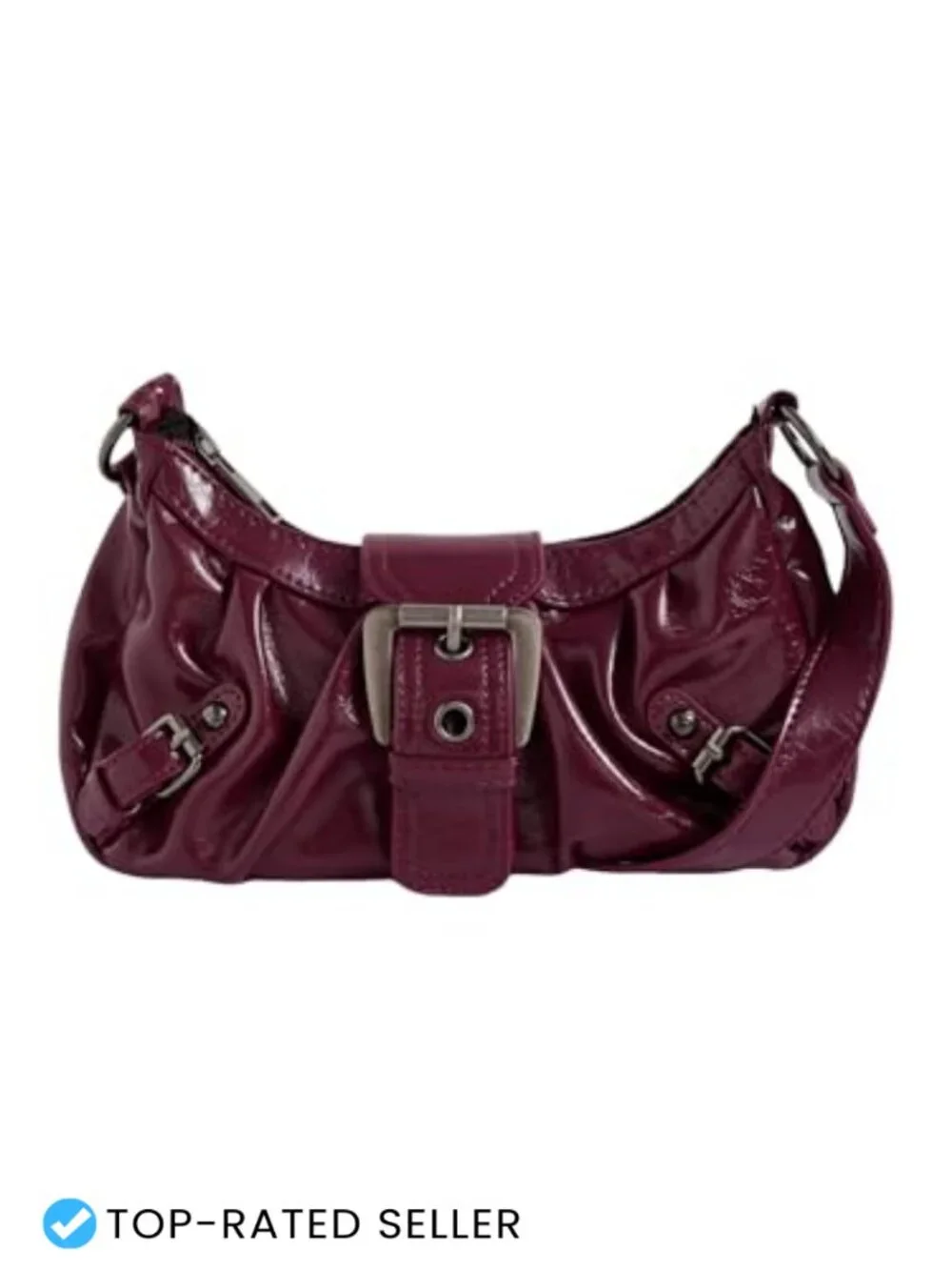 Faux Leather Crescent Shoulder Bag Y2k Mini Purse Goth Vintage Hobo